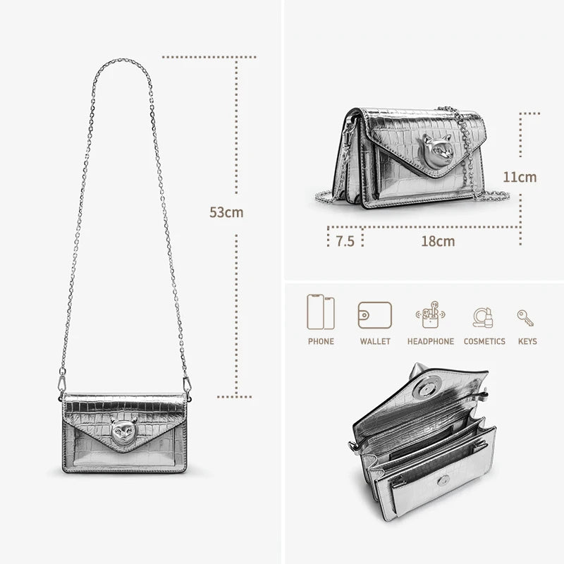 BAFELLI Mini Crocodile Leather Crossbody Bag
