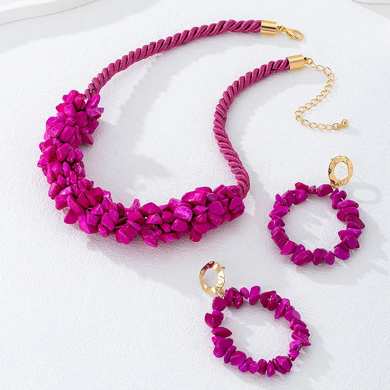 Rose Red Stone Jewelry Set