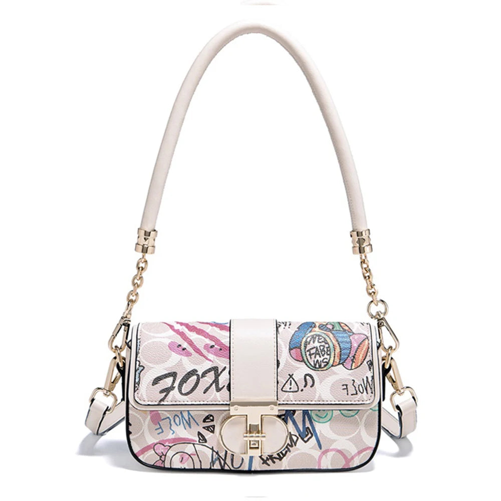 FOXER Graffiti Chain Shoulder Bag