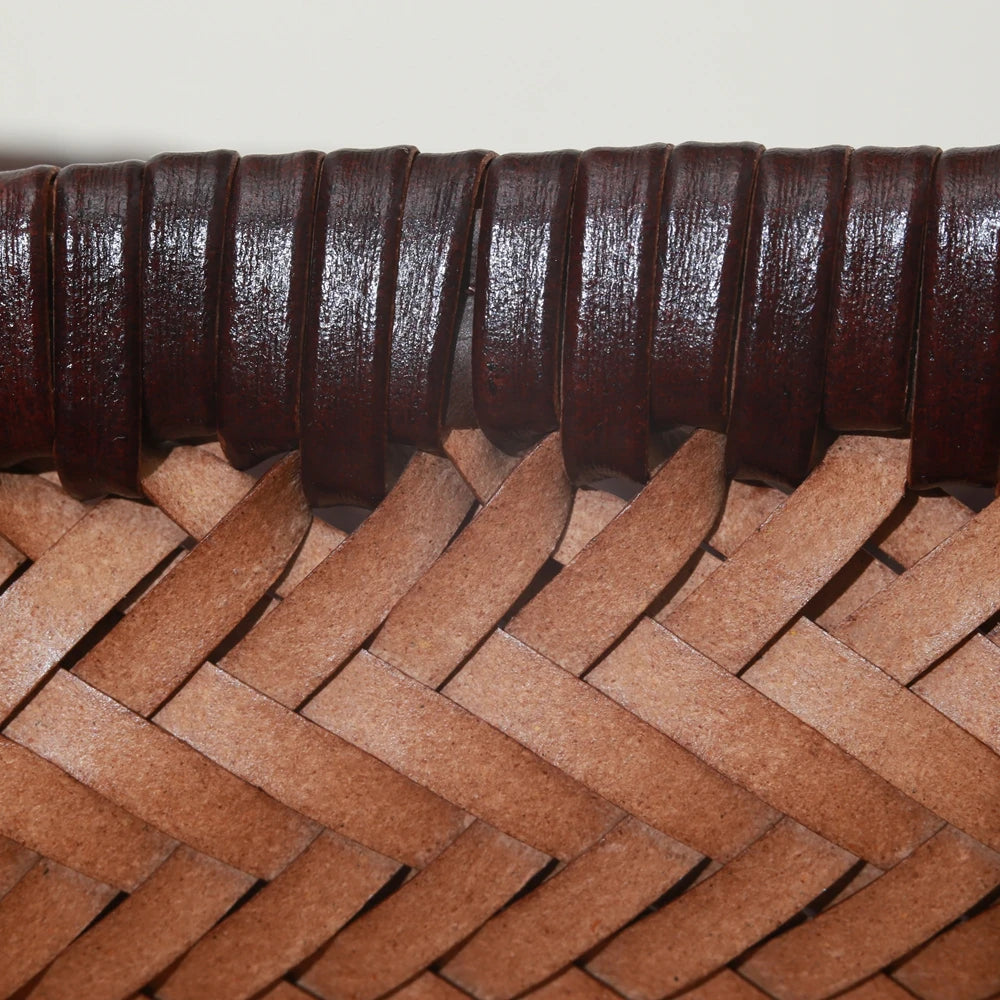 Genuine Leather Woven Tote Bag