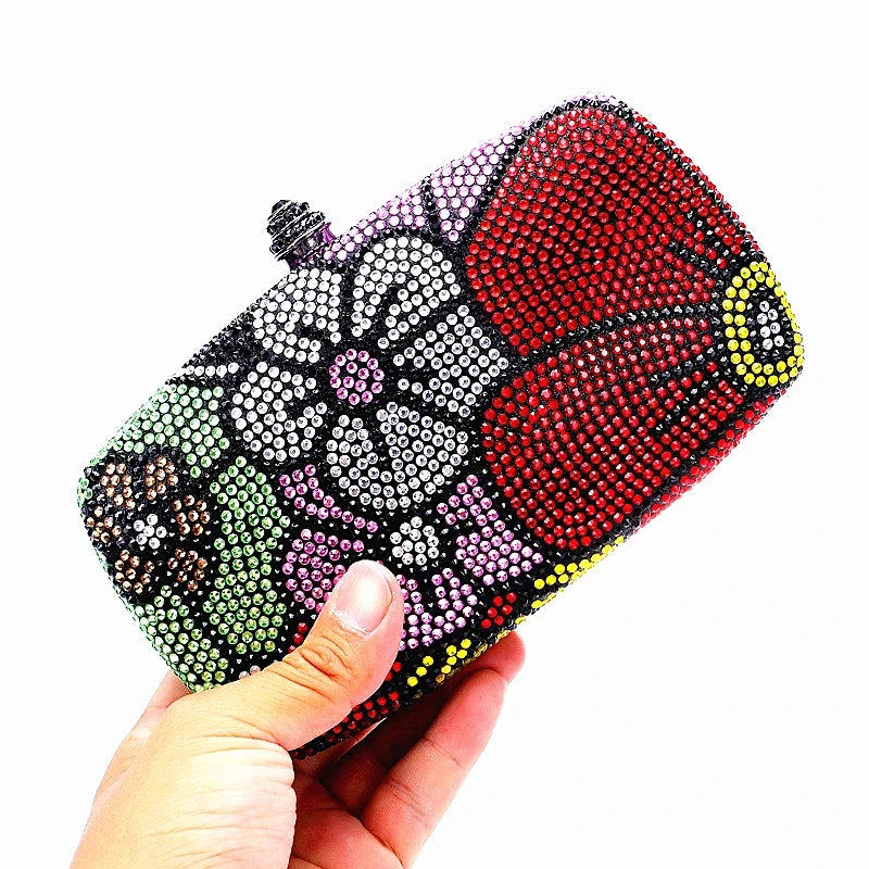 Floral Rhinestone Evening Clutch Bag