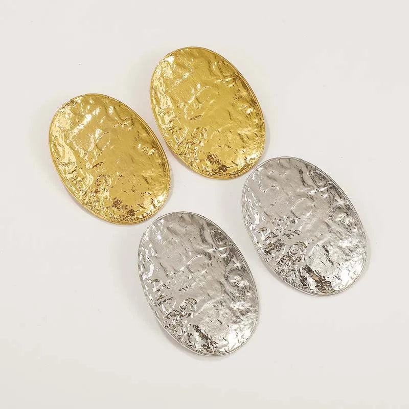 Exaggerated Gold Color Big Oval Stud Earrings