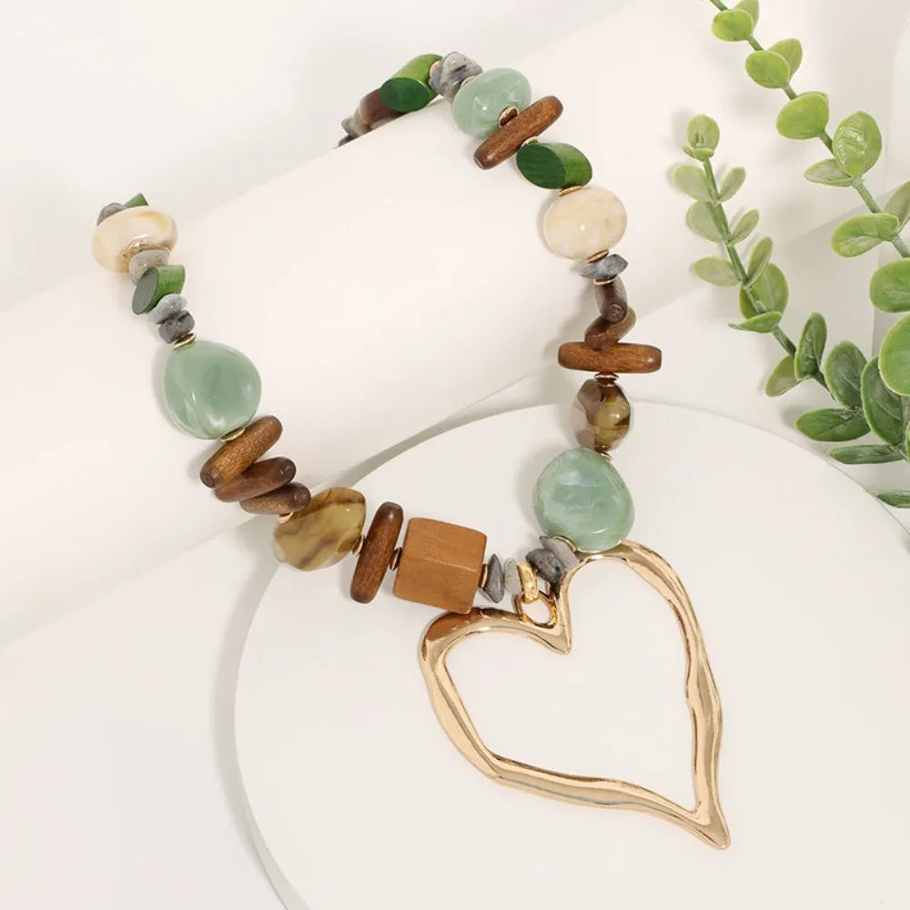 Bohemian Stone & Wood Necklace