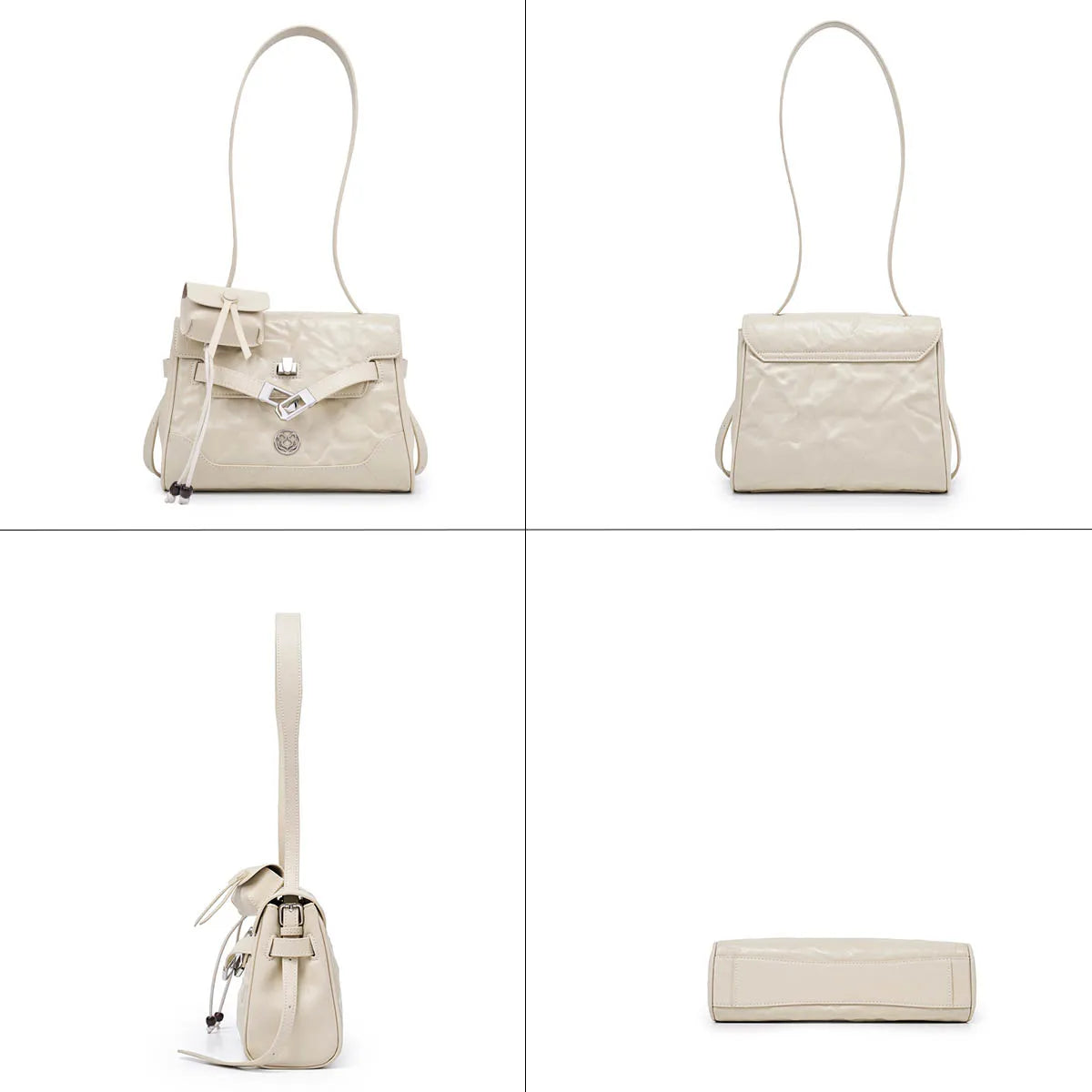 FOXER Wrinkled Leather Crossbody Bag