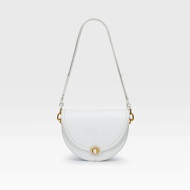 Designer Half-Moon Leather Crossbody Bag