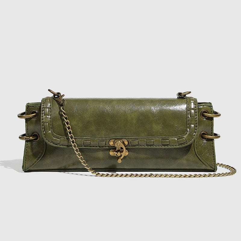 Vintage Turn-Lock Chain Clutch Bag