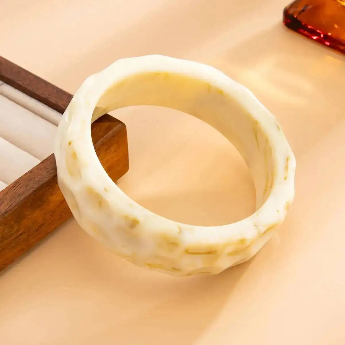 Bohemian Resin Acrylic Bracelet Punk Smooth Metal Open Bangle