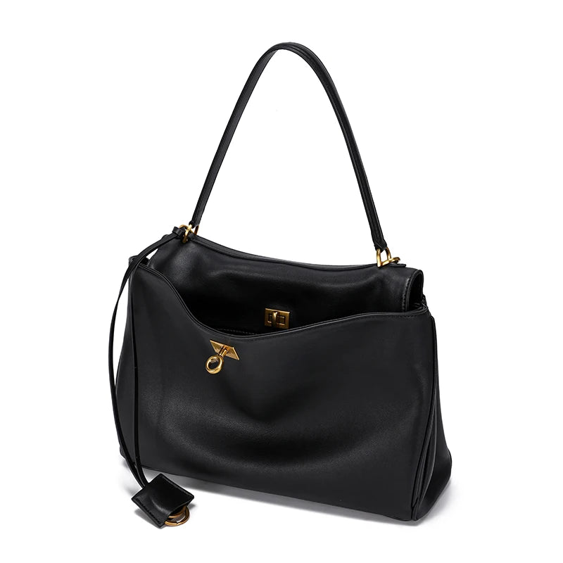 Leather Top Handle Tote Bag