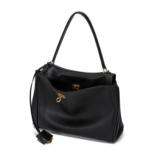 Leather Top Handle Tote Bag