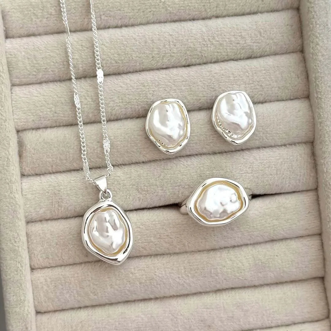 Baroque Pearl Necklace, Cuff & Ring Set