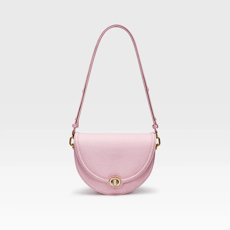 Designer Half-Moon Leather Crossbody Bag