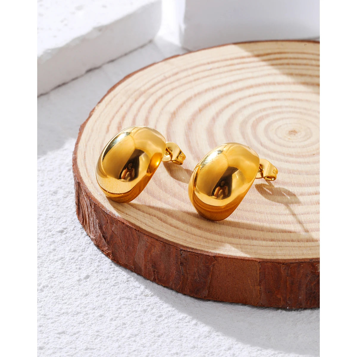 Polished Gold-Plated Stud Earrings