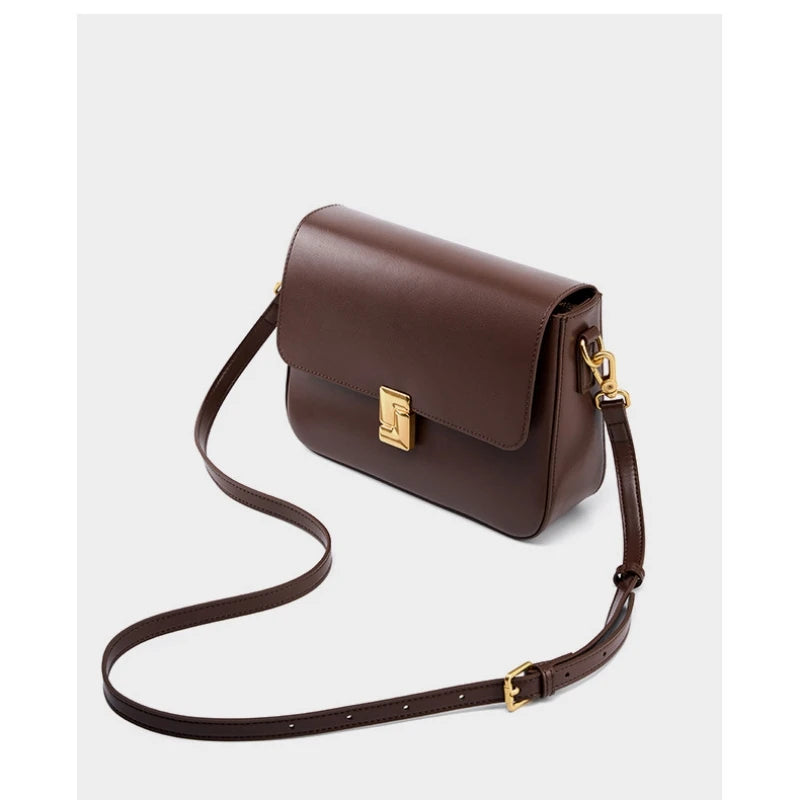 Genuine Cowhide Leather Small Square Crossbody Bag 2026