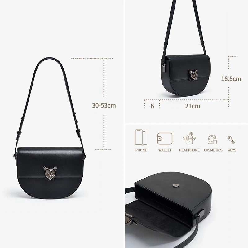 BAFELLI 2026 Genuine Leather Saddle Crossbody Bag
