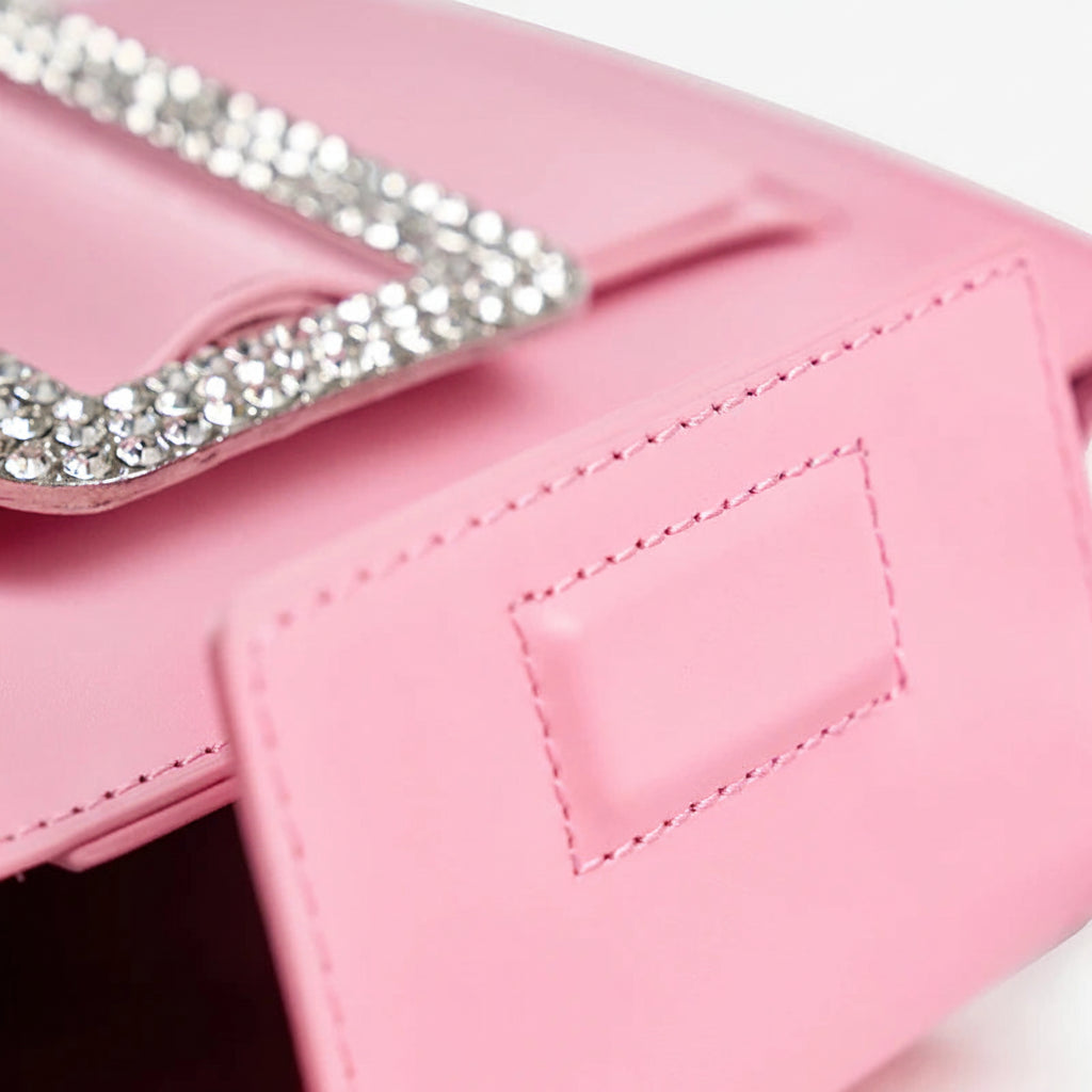 Pink Leather Boxy Handbag