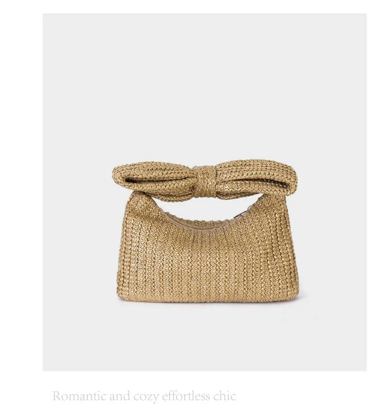 Bowknot Straw Woven Handbag
