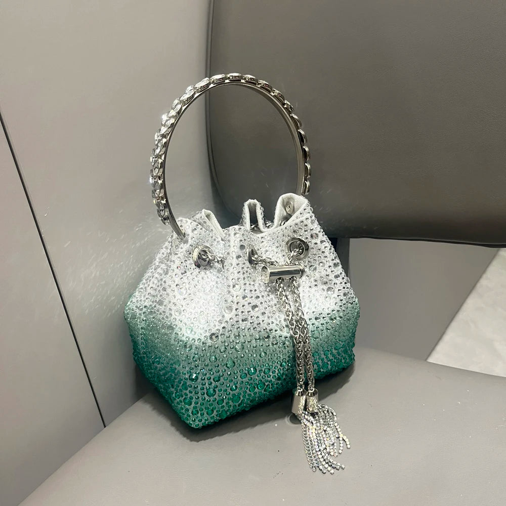 Crystal Handle Evening Clutch Bag