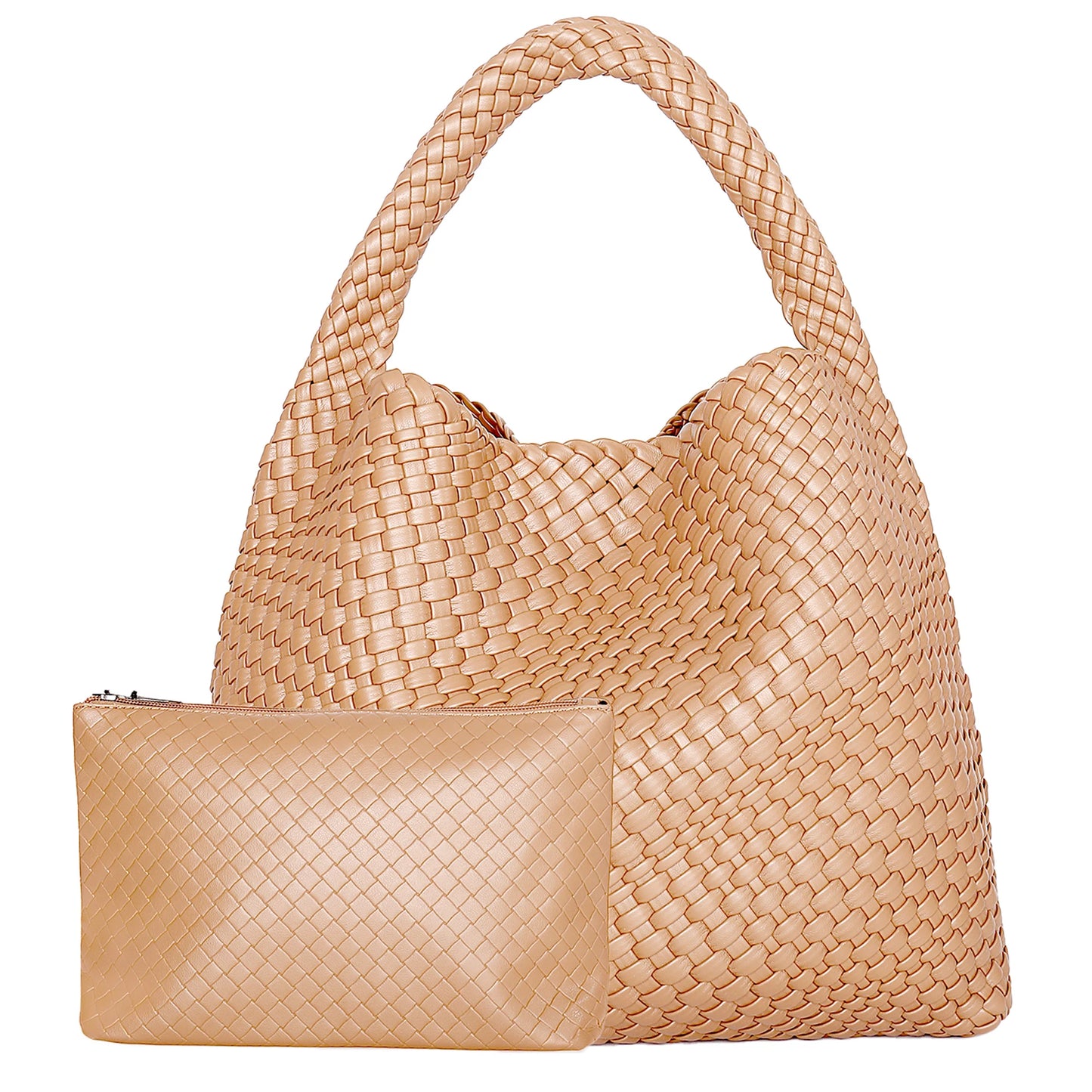 Soft Leather Woven Shopper Tote