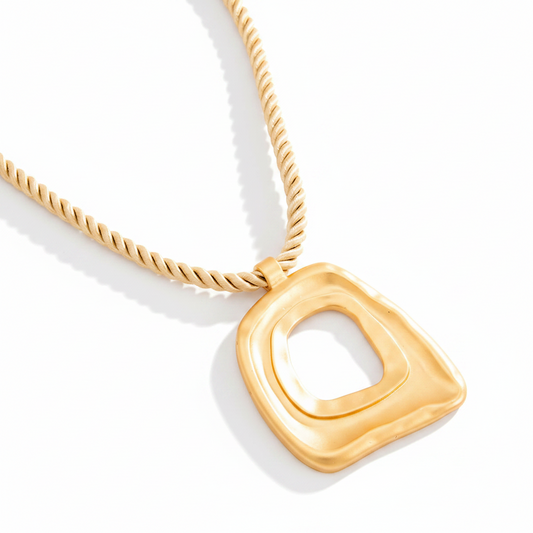 Geometric Square Pendant Necklace