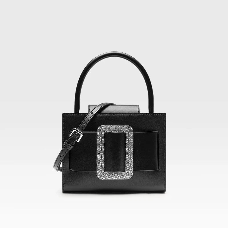 Pink Leather Boxy Handbag