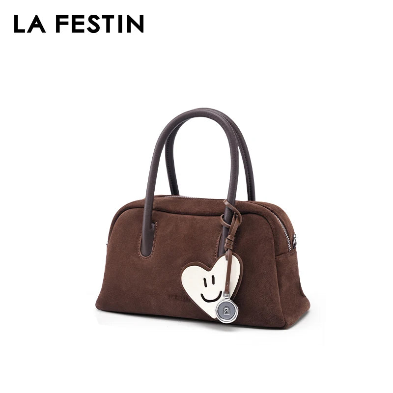 LA FESTIN Suede Boston Bag