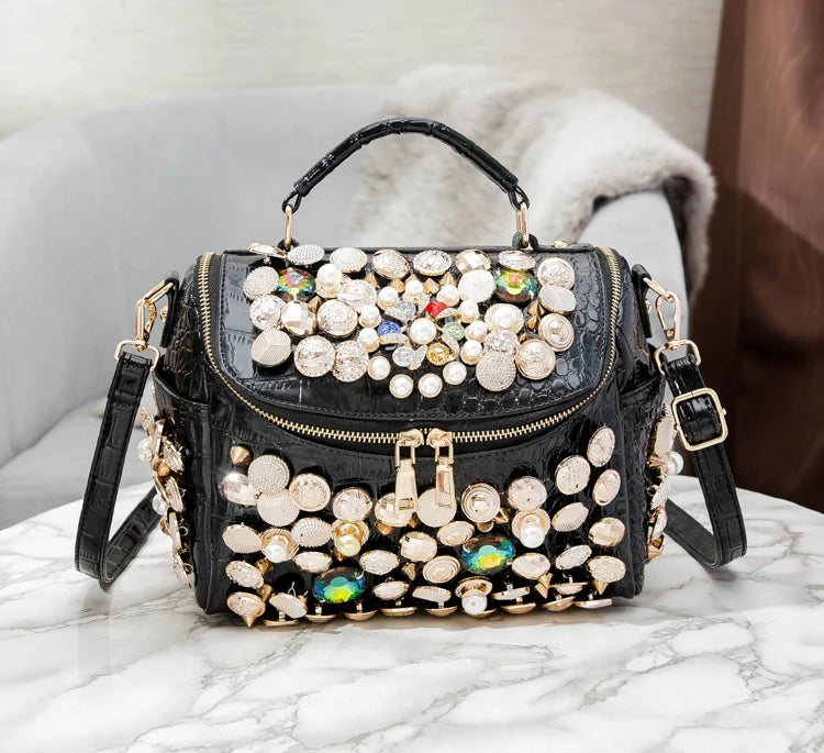 Luxury Black Handmade Bucket Shoulder Bag