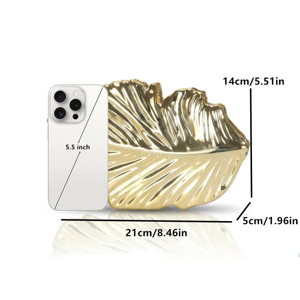 Golden Leaf Acrylic Clutch Bag