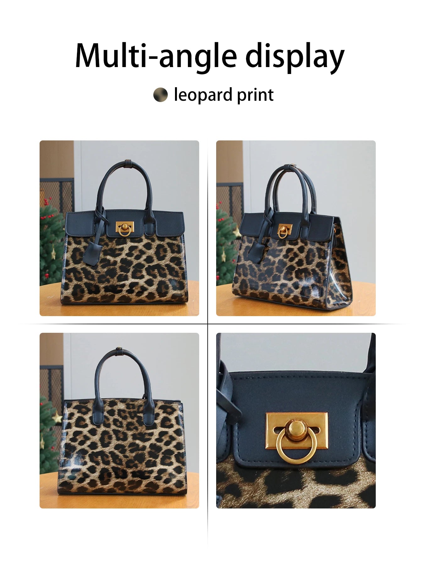 Patent Leopard Print Tote Bag
