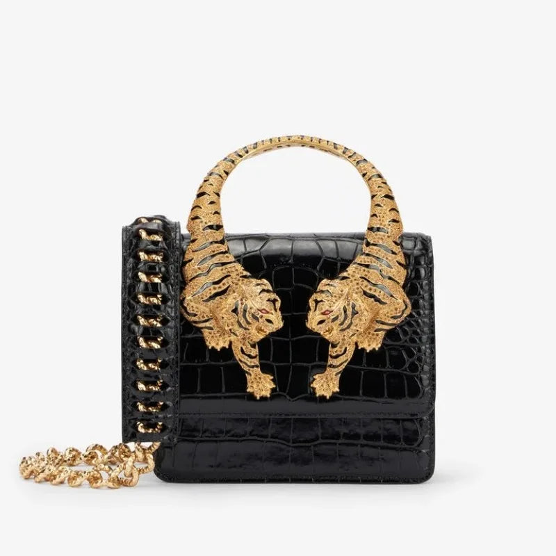 Croc Embossed Crystal Shoulder Bag