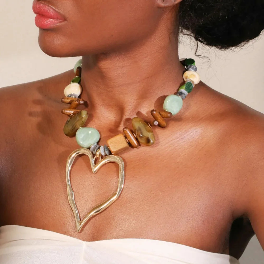 Bohemian Stone & Wood Necklace