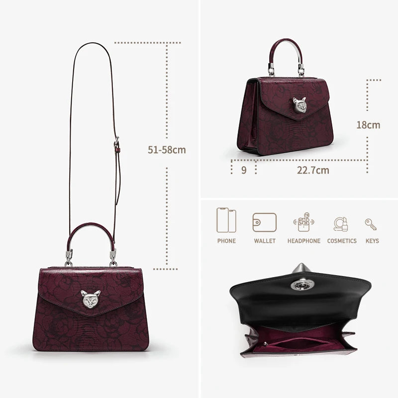 Luxury Top Grain Leather Bowling Bag