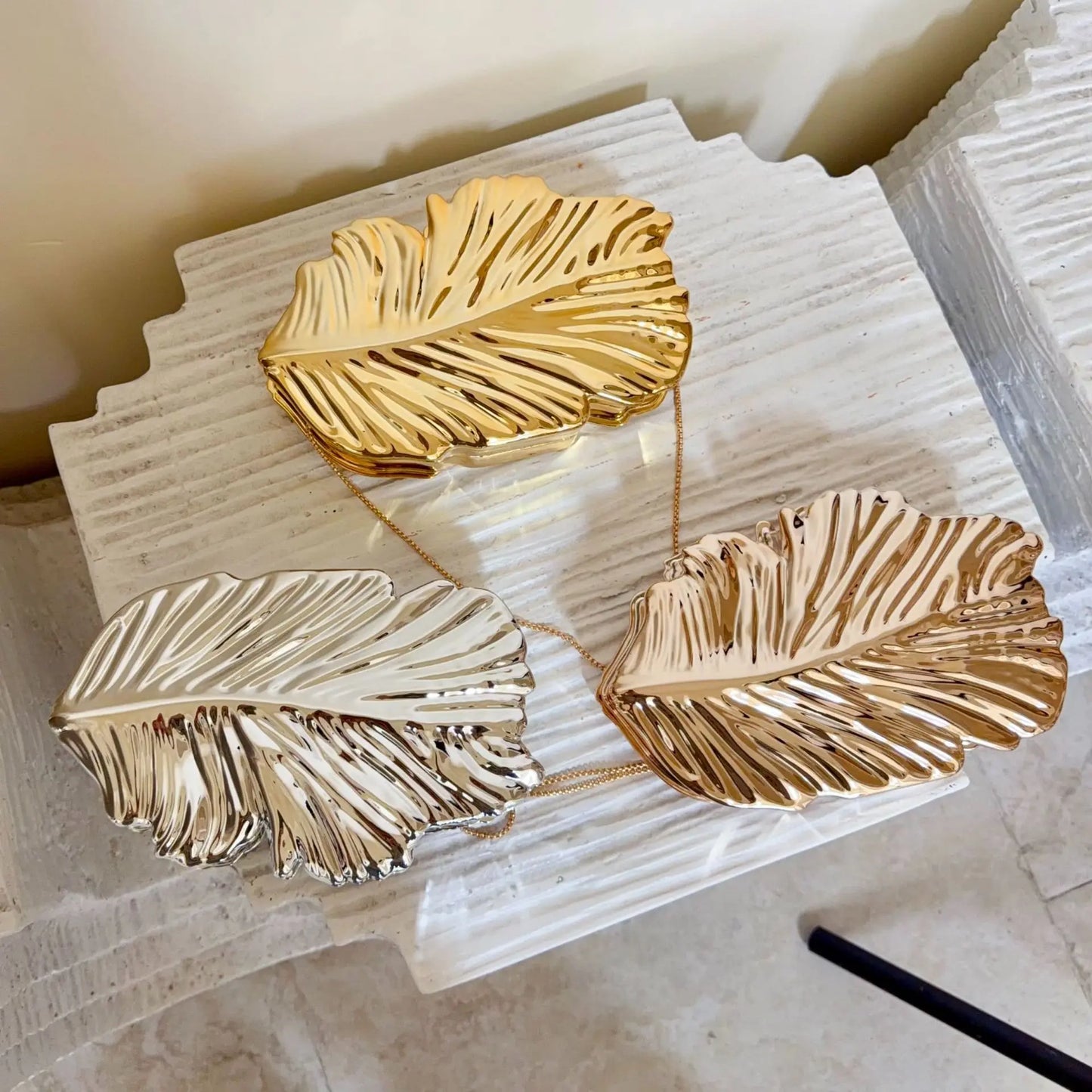 Golden Leaf Acrylic Clutch Bag