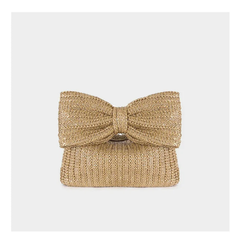 Bowknot Straw Woven Handbag