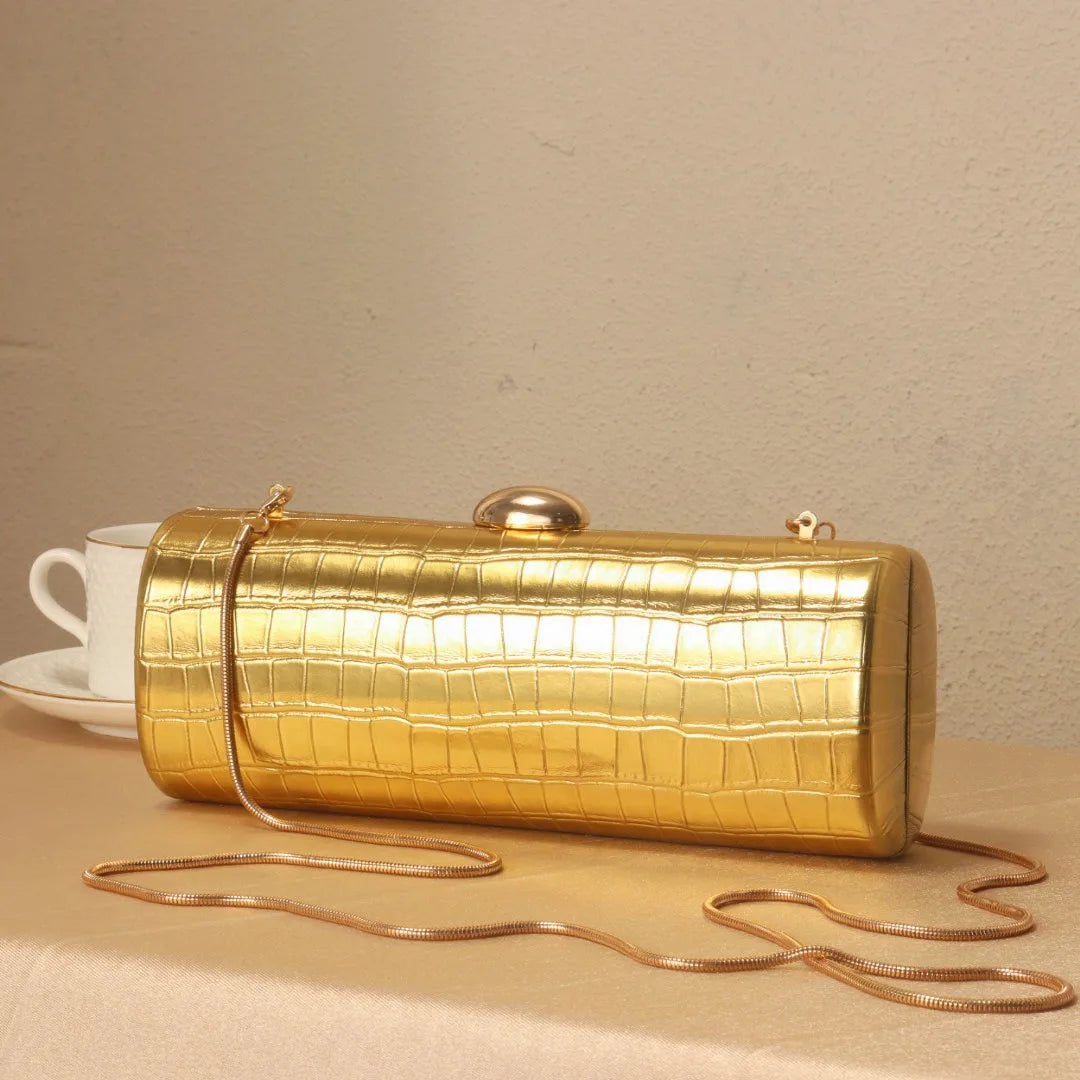 Ic Pu Leather Box Bag Female Glossy Golden Elegant