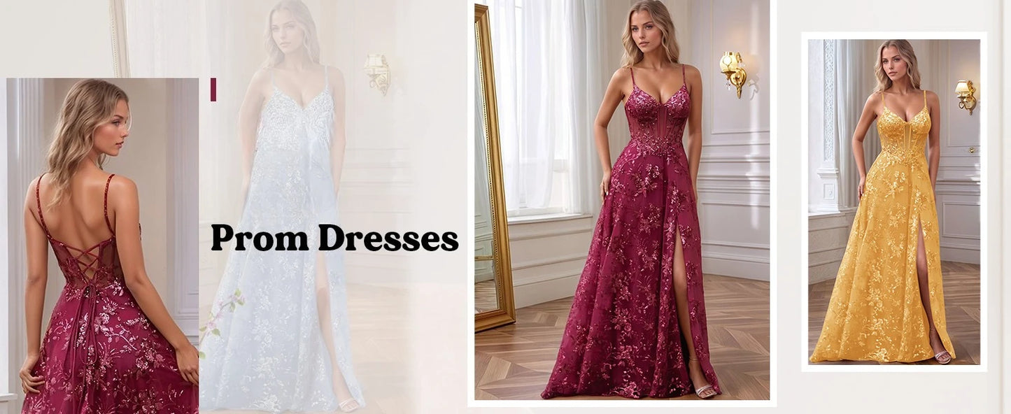 Spaghetti Strap Sequin Prom Dress