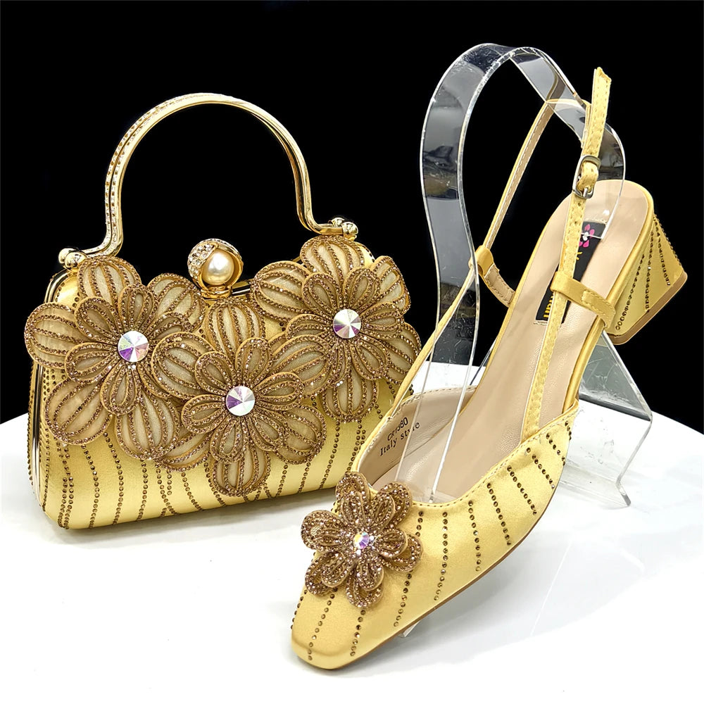 Party Shoes and Bag Heel Decoration Pure Elegant Flower