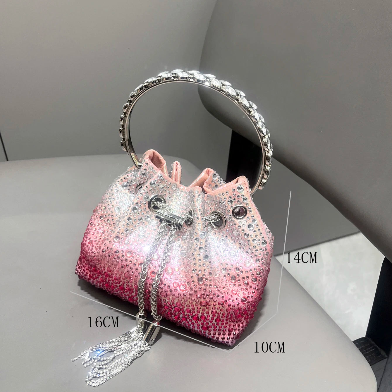 Crystal Handle Evening Clutch Bag