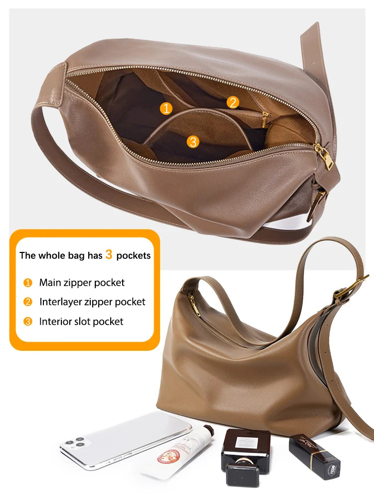 Zency Large Leather Messenger Bag