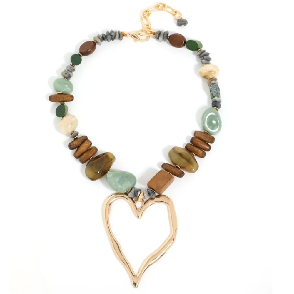 Bohemian Stone & Wood Necklace