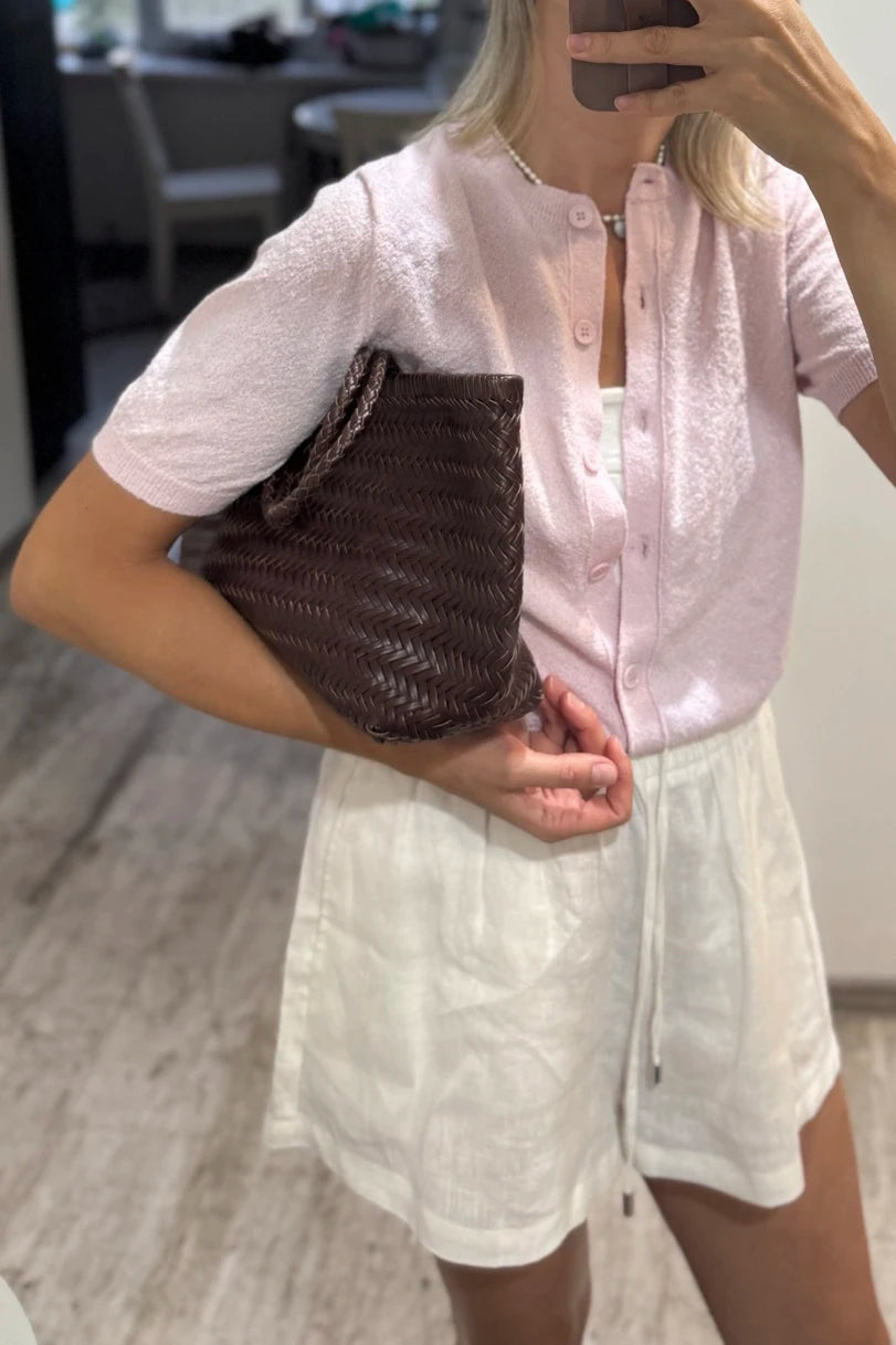 Genuine Leather Woven Tote Bag