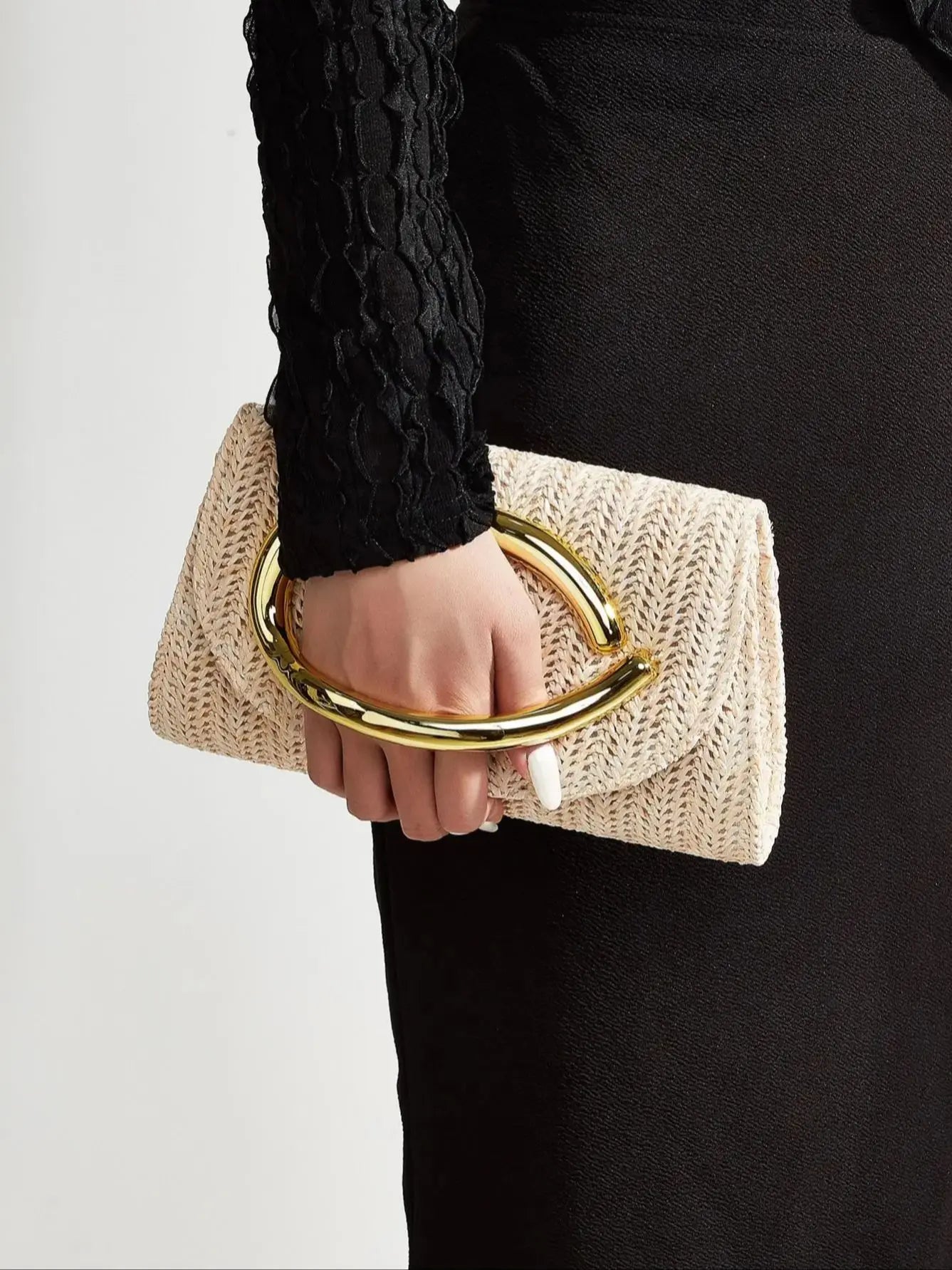 Woven Clutch Bag with Flap