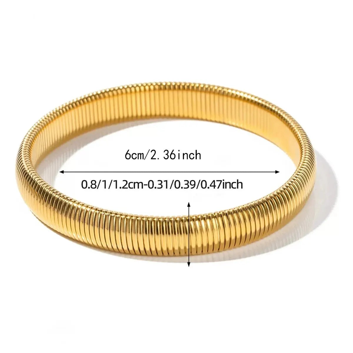 Waterproof Stainless Steel Retro Elasticity Thick Metal Polish Bracelet