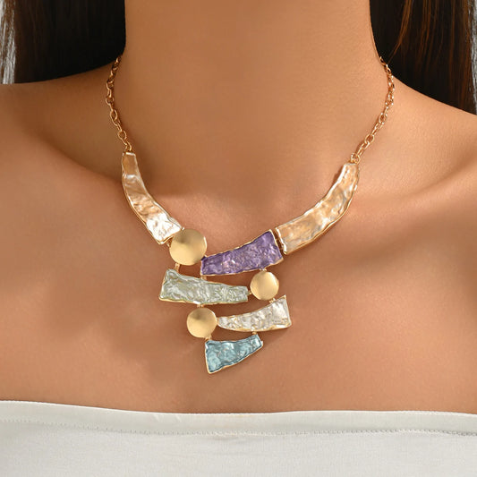 Boho Colorful Enamel Statement Necklace
