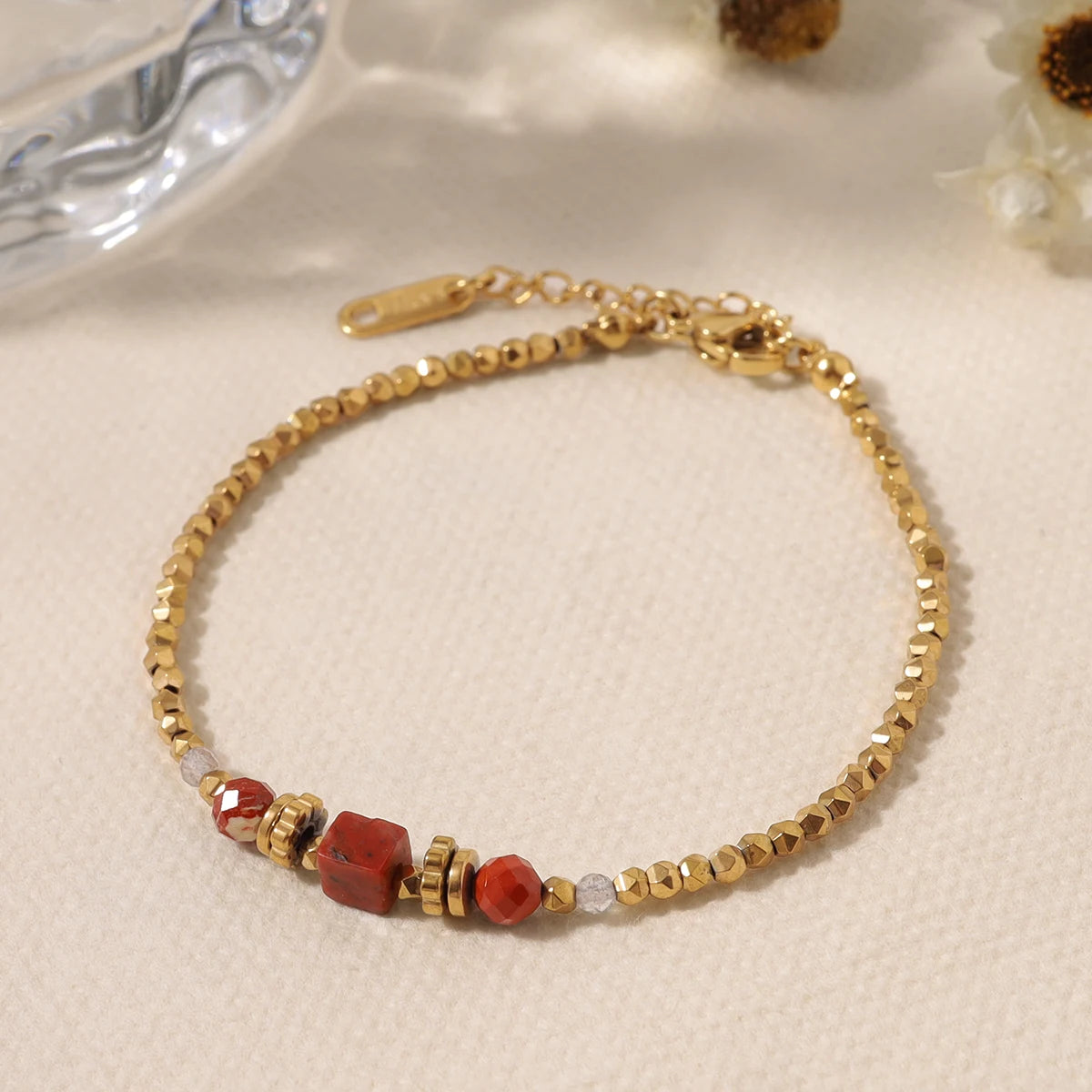 Red Stone Beaded Bracelet