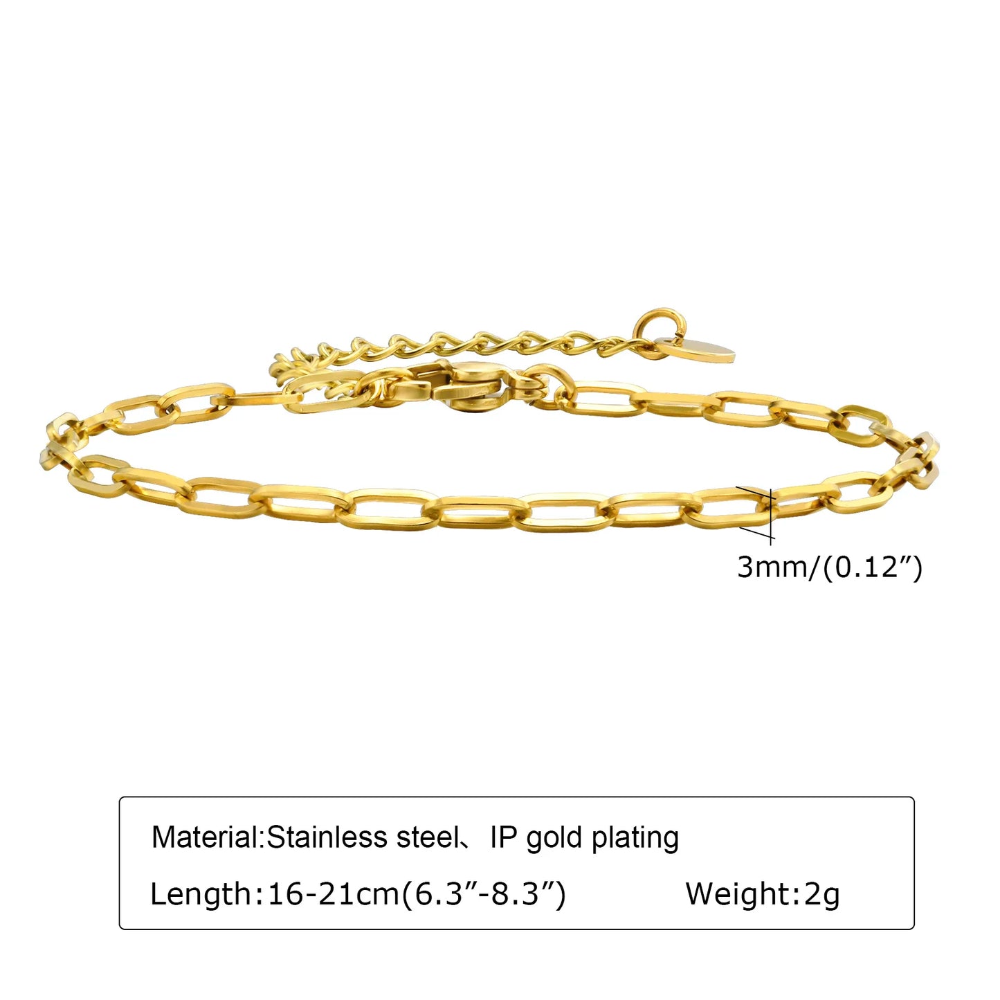 Non Tarnish Stainless Steel Bracelet Gold Plated Stackable, Thin