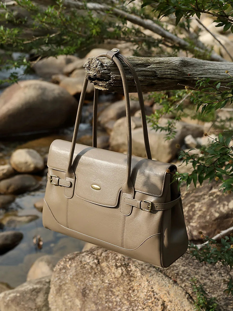 YANATARI Leather Large-Capacity Tote Bag