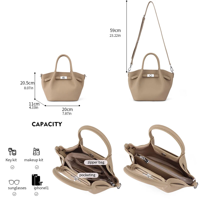 Genuine Leather Bucket Crossbody Bag