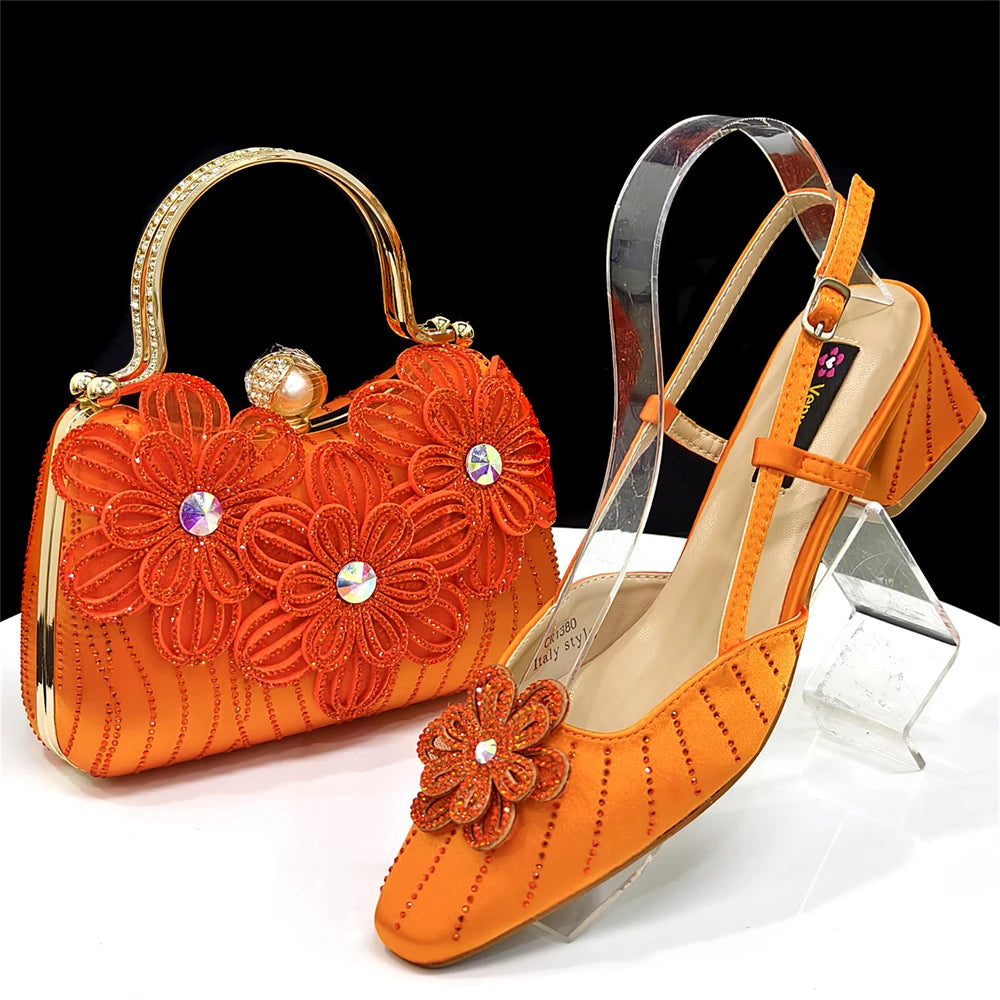 Party Shoes and Bag Heel Decoration Pure Elegant Flower