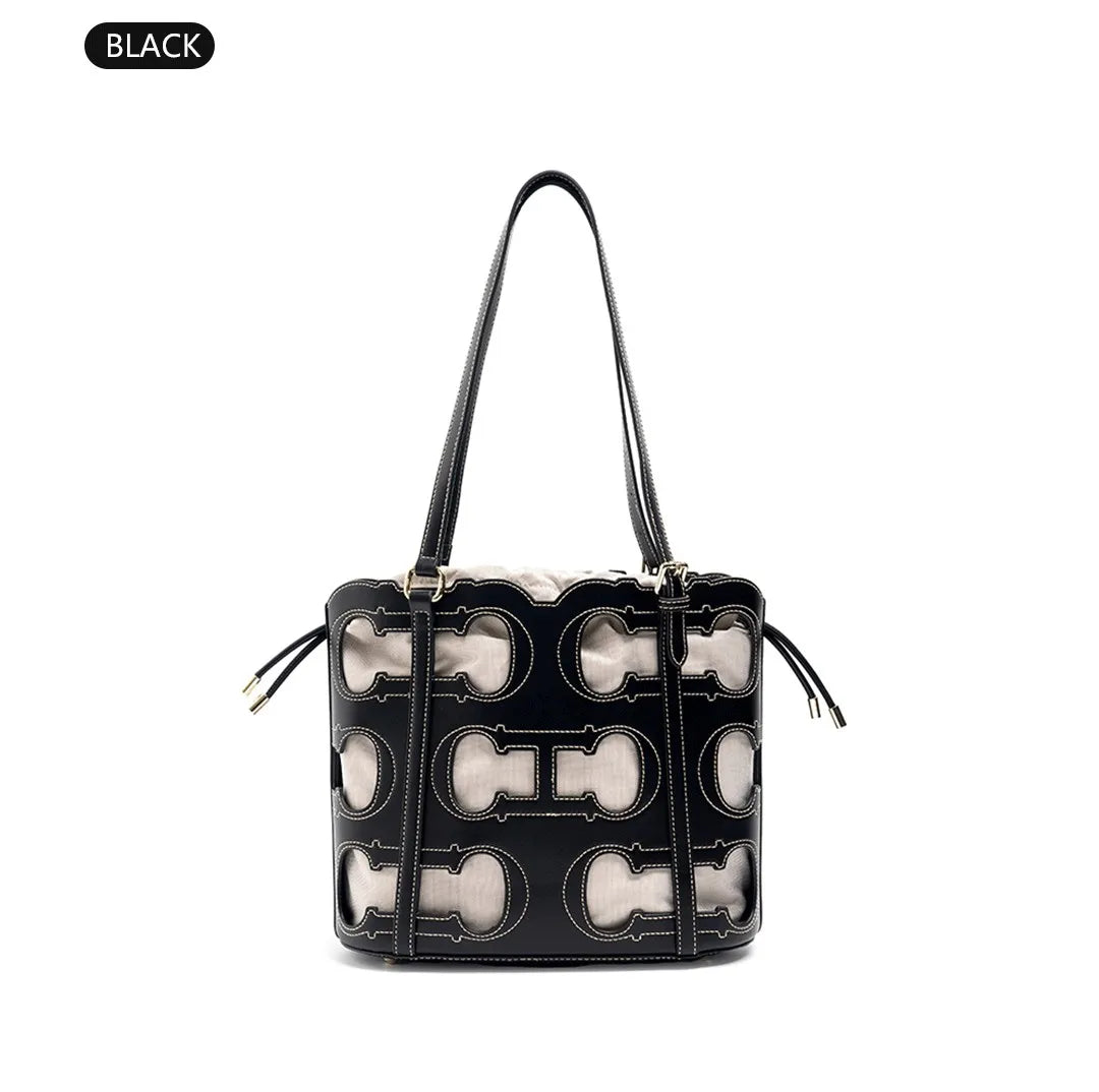 CH Tote Bag Cutout Logo  Large Capacity Drawstring Shoulder Handbag Luxury brand designer Hollow Out Fashion Bucket Bag