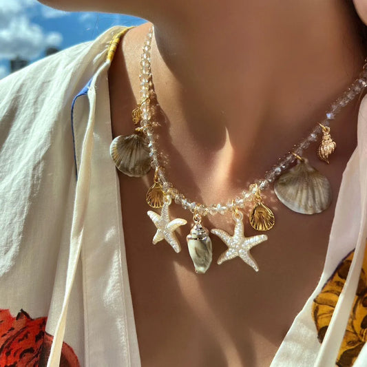 Shell, Starfish & Conch Beaded Necklace